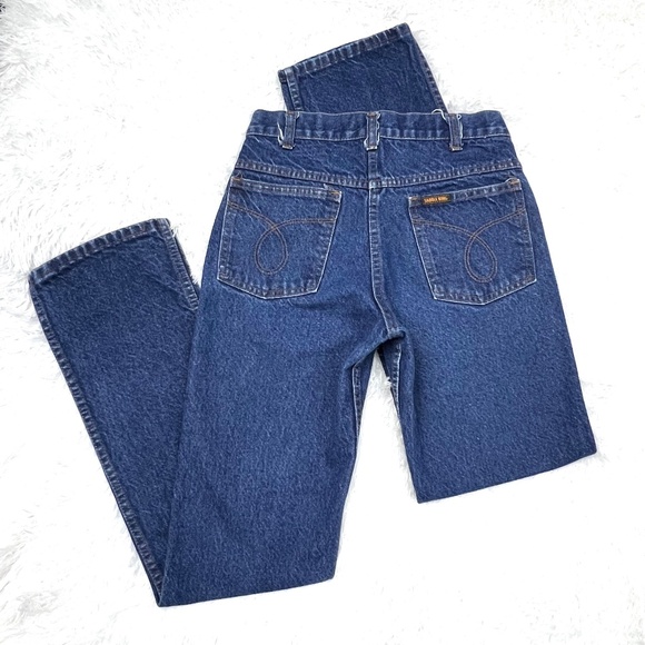 VINTAGE |•SADDLE KING•| Dark Wash Straight Leg Vintage Blue Jeans - Picture 1 of 14